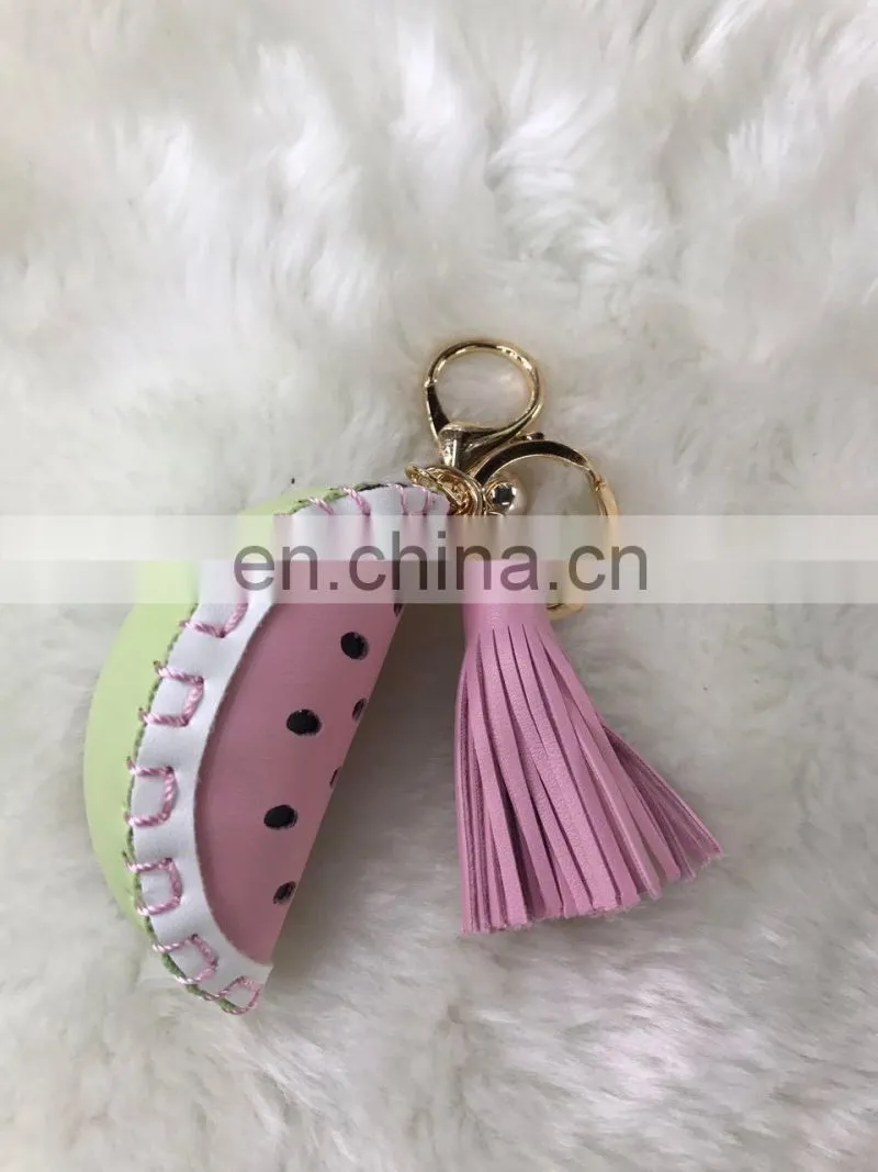 2017 new fashion Wholesale fruit Pom poms keychain for bag and phone