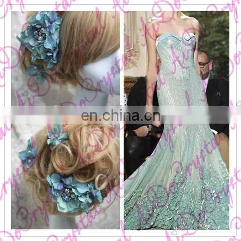 Aidocrystal handmade artificial hair flower with pealrs rhinestone bridal hair comb accessories