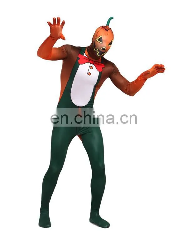 Halloween Lycra Spandex Zentai Suits Wrestling Cosplay Costume Superhero Pumpkin S-XXL
