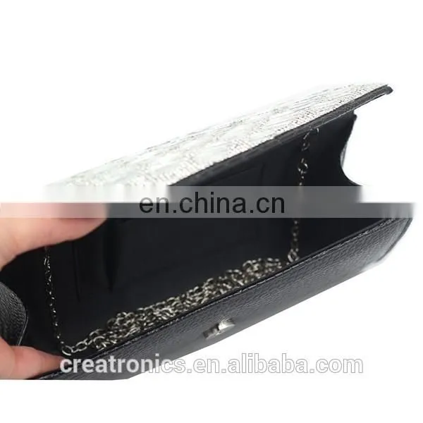 Hot Selling Newest Handbag Purse PU Wholesale Leather Clutch Bag With Chain Cheap Rhinestones Evening Bag