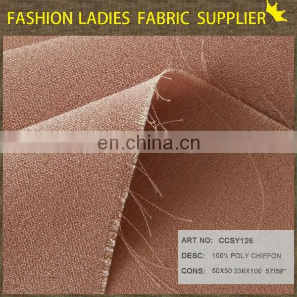 Shaoxing textile good hand feeling pink chiffon for fashion garment 100%poly chiffon