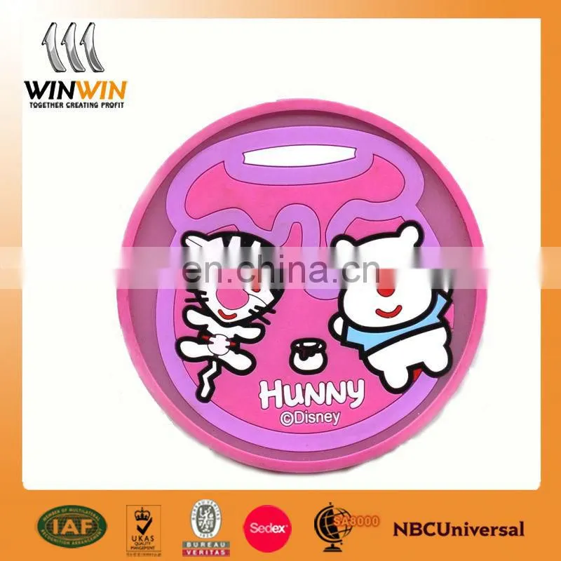Custom printed cut cup mat silicone drink coasters or wood drink coasters