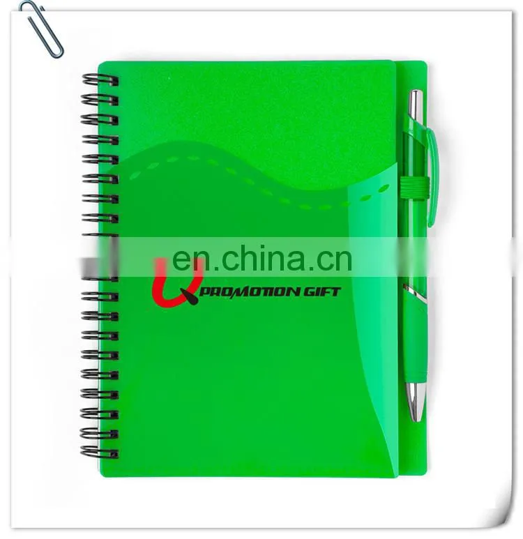 stitch spiral notebook set with pen and wraparound front pockets