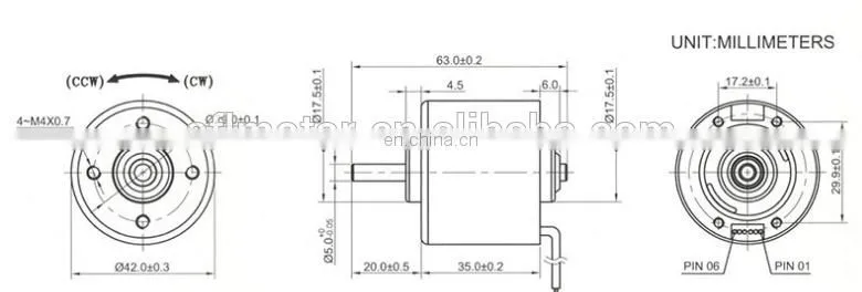 42mm efficient 4000rpm 24 volt dc brushless motor inner rotor 4235