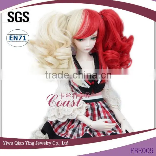 beauty white and red deep curly deep curly 1/3 BJD doll wigs with two clip ponytail