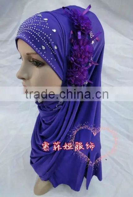 A517 new styles one piece Muslim hijab 3 FLOWER islamic hijab