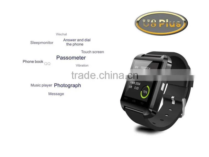 2015 pedometer watch with Bluetooth Smart watch mobile for Samsung S4/Note3/S5 Android Smartphones for U8 Plus watch