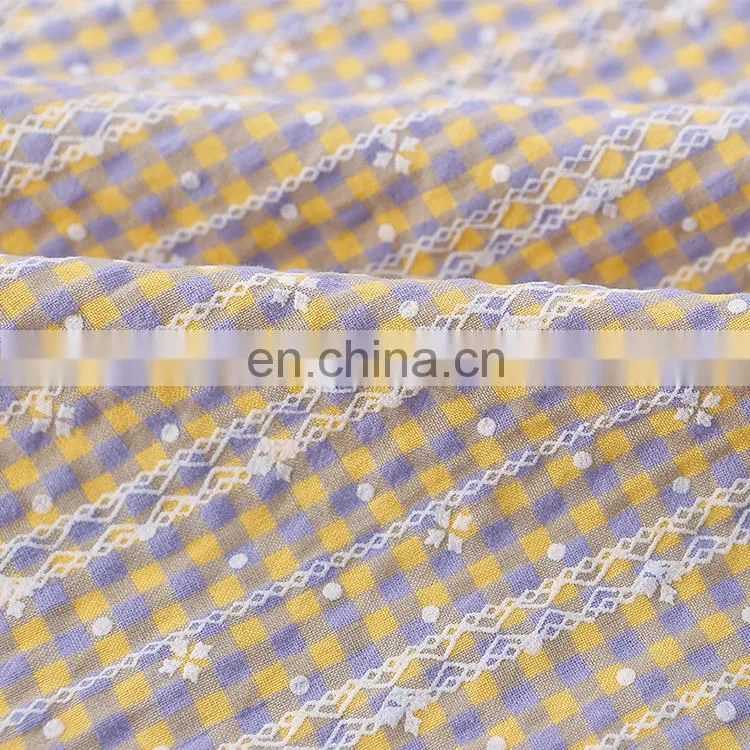 40 colorful plaid printed cloth plain weave polyester cotton fabric spring and summer children's overalls dress mosquito pants f