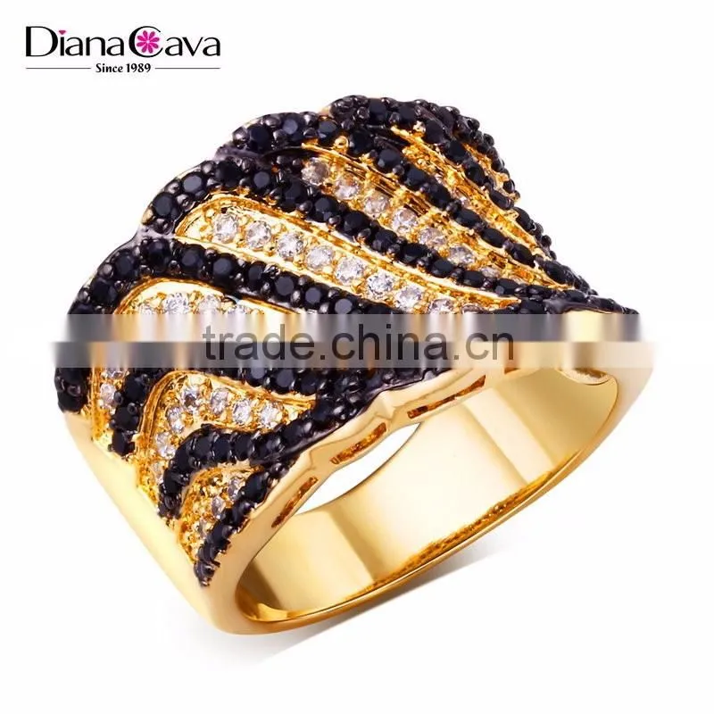 Super Deal Micro Setting Cubic Zirconia Black White Punk Contrast CZ Wedding Ring