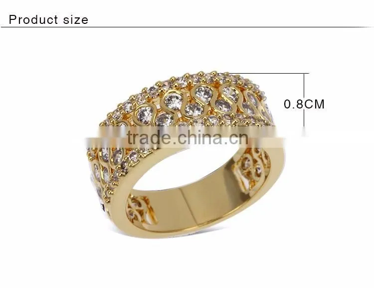 Grand Luxury Clear Zircon Crystals Gold Platinum Jewlery Ring Wedding Band