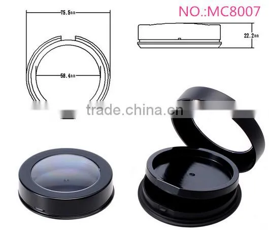 MC8007 new arrival round plastic compress powder box with window lid