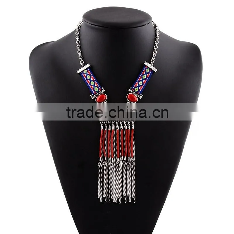 Fashion Ethnic Costume Jewelry Chains Tassels Pendant Necklace