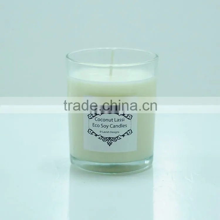 Personalized scented natural soy wax candle in glass jar can custom sticker ,printing logo and packaging box and glass jar size