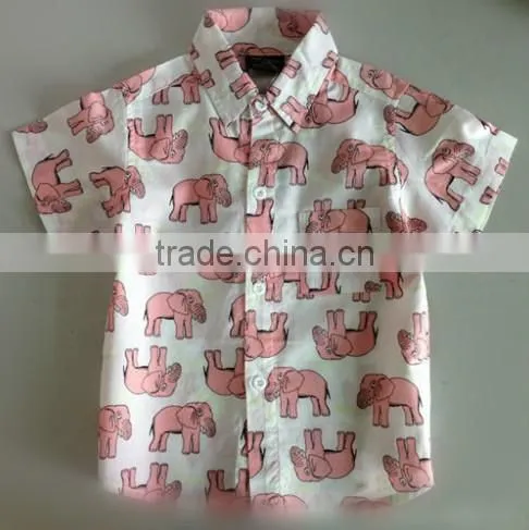 short sleeve shirts kid garment fashion formal cotten collar children crocodile Printing Shirt