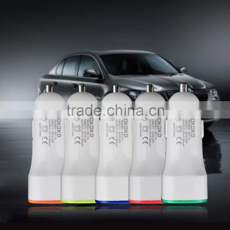 3.1A dual USB car charger 12V-24V input mobile phone charger tablet splitter igniter carregadorveicular