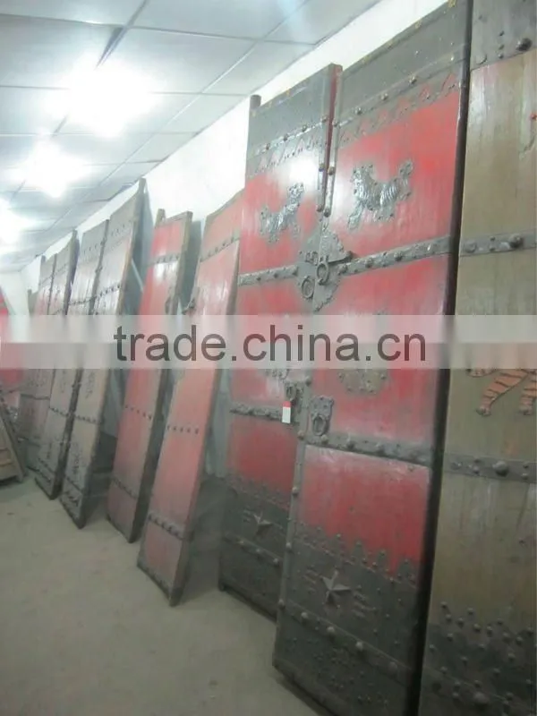 Chinese Antique Shanxi Soild Wood Big Red Garden Door