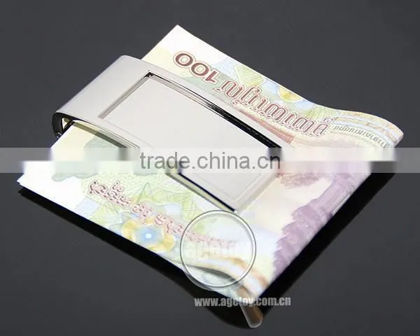 Promotional Metal Folding Square Shaped Blank Metal Spring Zinc Alloy Casting Money Clip