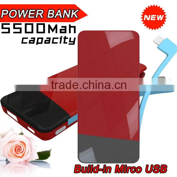 The Cheapest Portable Backup Battery Charger Build in Micro Cable 5600mah Mobile Power Bank Charger