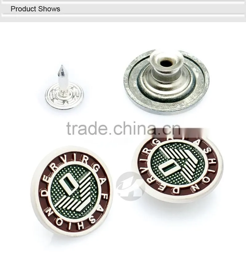 Gold Embossed Logo Custom Metal Button For Denim