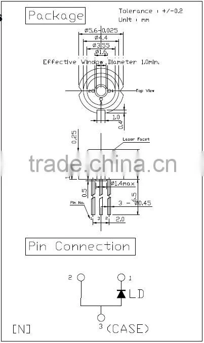 Prompt Delivery Infrared 808nm 200mw TO56 Laser Diode