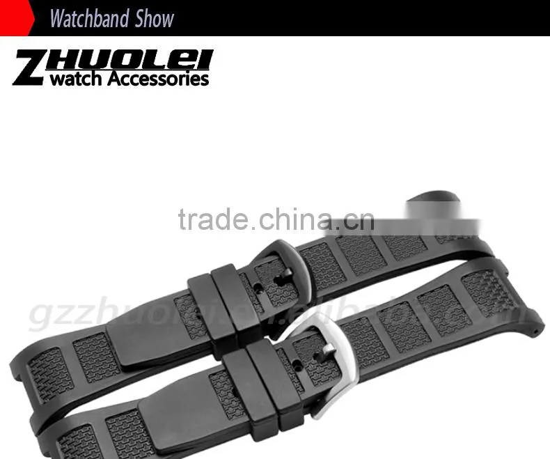 30*16mm waterproof black high quality rubber watch strap Wholesale 3PCS