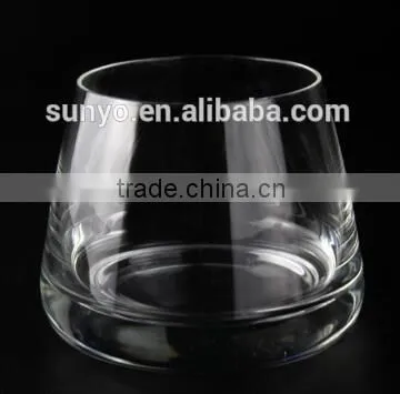 Open wide mouth leadfree crystal whisky glass green lines on body with gift box high quality