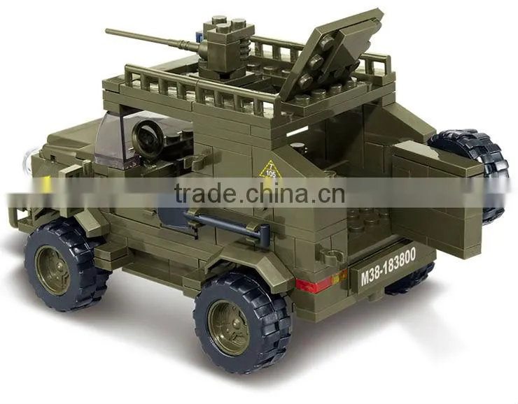 bd-7530299 building block set Military jeep plastic intelligent building block 221pcs