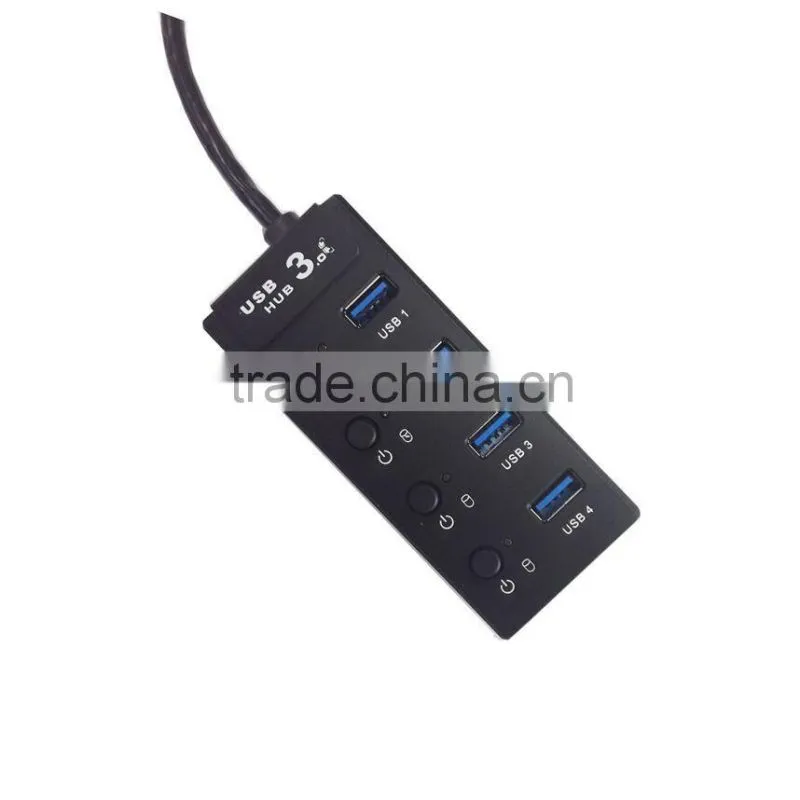 Powered USB 3.0 4-Port Compact Hub 5Gbps Transfer Rate with a Built-in 12" USB 3.0 Cable