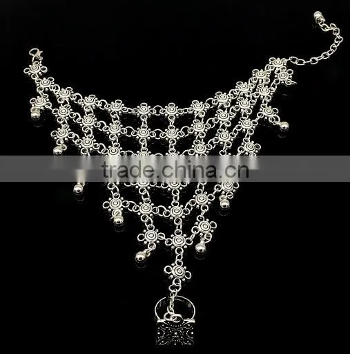 >>New SW16558 bohemian bracelet with ring coin hand chain/