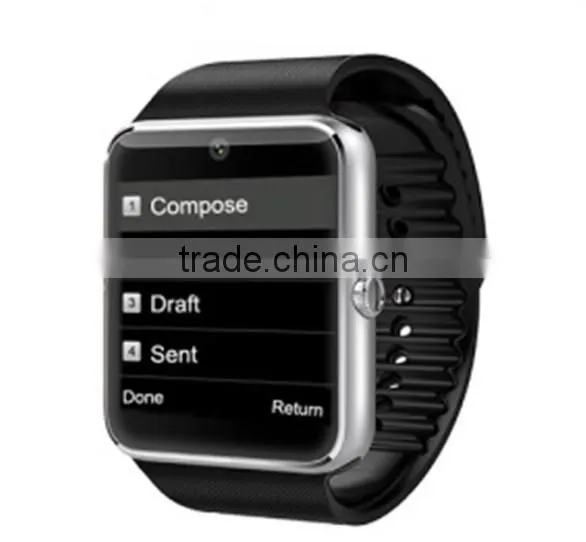 2016 Most fashionable multifunctional metal plating 1.54 inch MTK6261 GT08 smart watch for androit phone