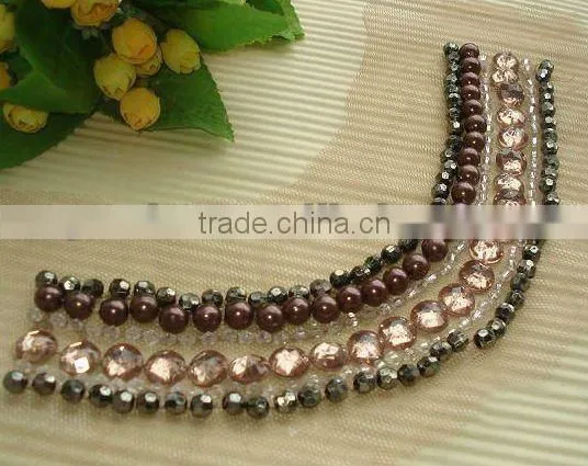 wooden beads neckline,embroidery collar,mesh trims