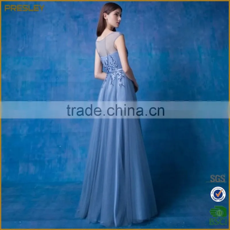 Presley oem custom made sleeveless lace dress light blue women wedding dress