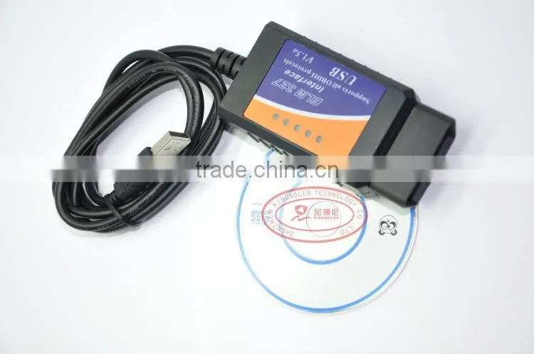 Wholesales OBD/OBDII scanner ELM 327 car diagnostic interface scan tool ELM327 USB supports all OBD-II protocols