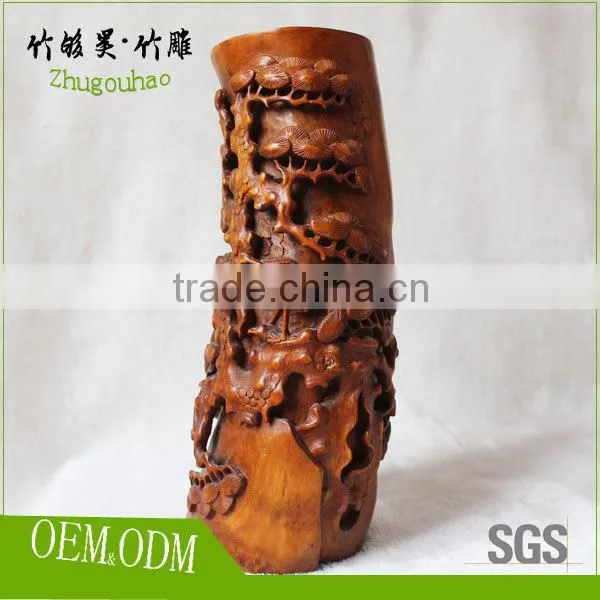 Hand carved craft by natural bamboo root
