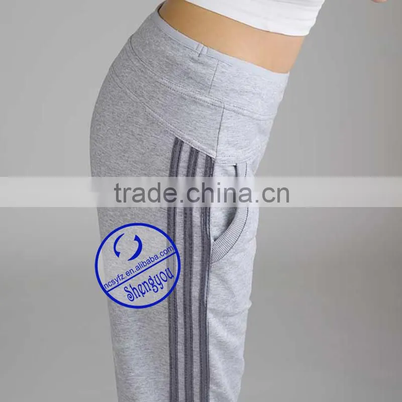 Wholesale custom cotton womens plain grey trasksuit joggers pants