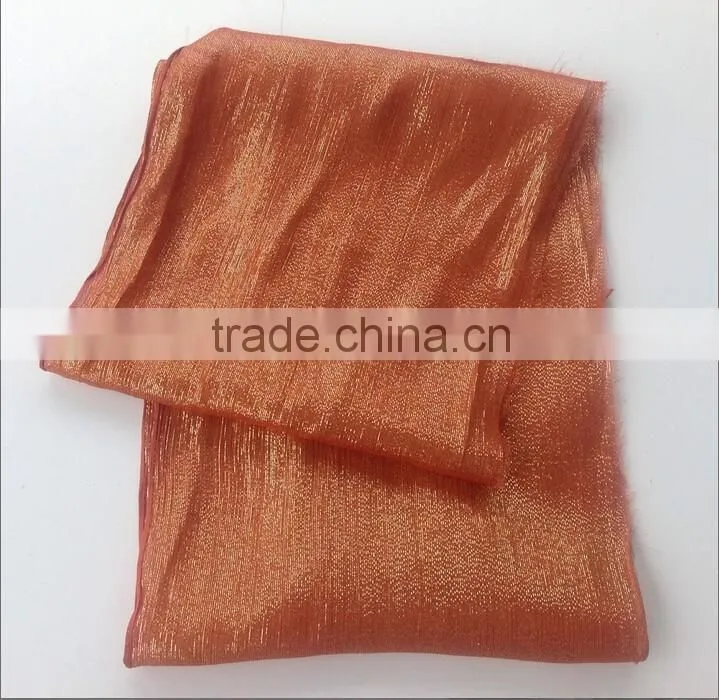 Handmade Rust Gold Lurex Morocco Shimmer fabric Silk Long Scarf