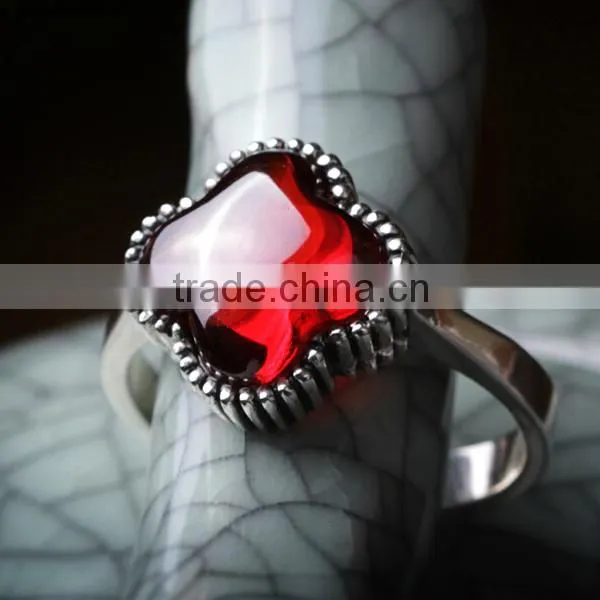 925 Sterling Silver Ring, Natural Ruby Ring, Handmade Silver Jewelry