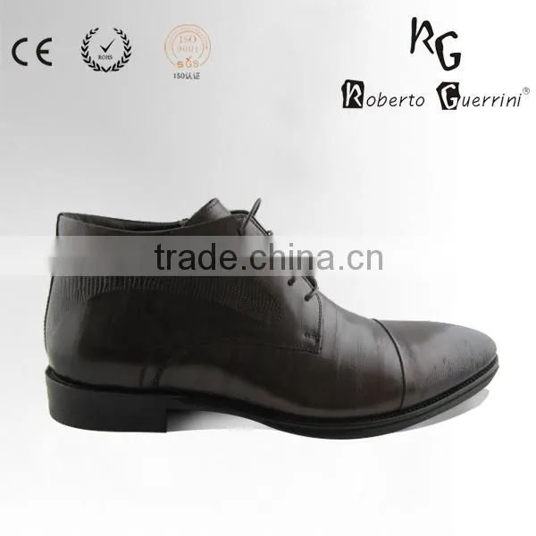 Calf Leather Black Leather Boots MOQ 60 Pairs Men Shoes