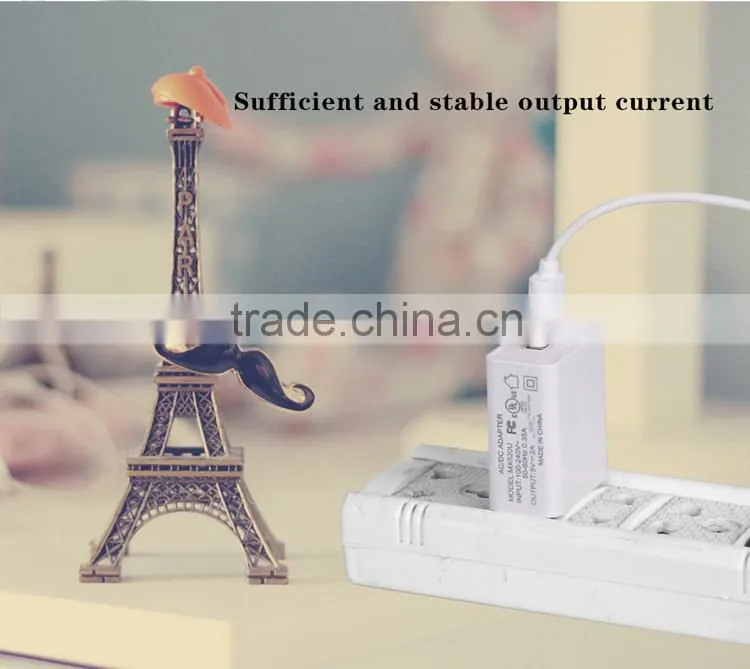 Economic promotional usb ac power adapter home wall charger (MX520U) 2A