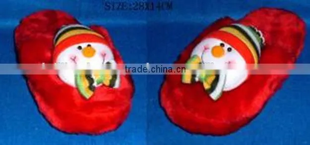 Snowman Design Christmas Plush Slippers