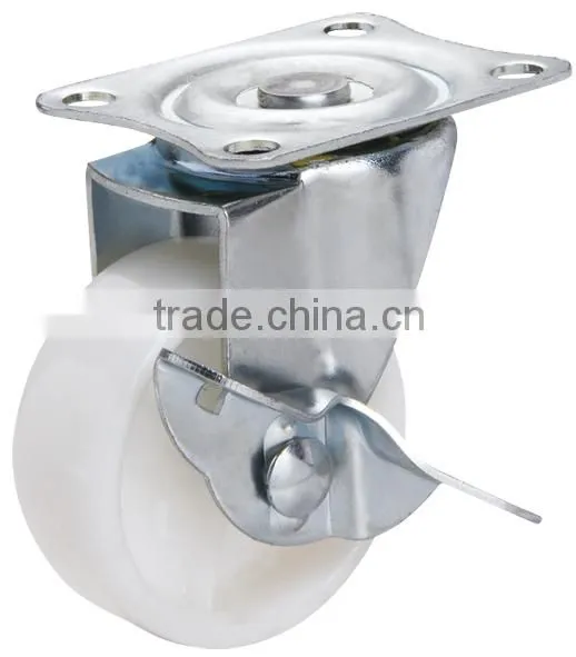 2inch white PP caster with side brake