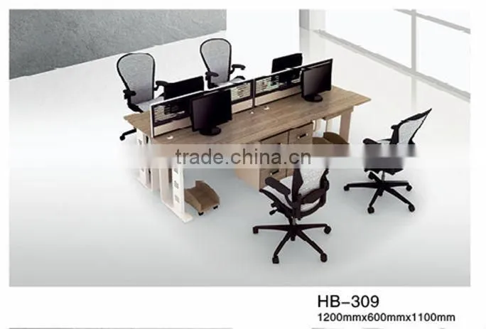 Metal leg office furniture 4-person computer workstation