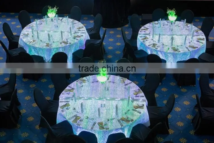 2015 optic fiber Luminous led lighted table cloth for wedding