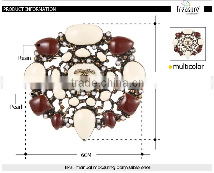 2015 latest new design coffee color flower oil drop brooch high quality hot selling brooch wholesale