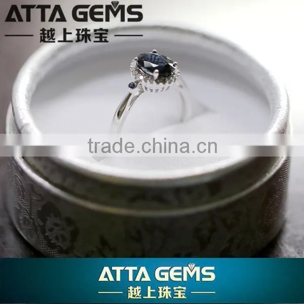 Fantastic 18K white gold women's ring-fashion gemstone ring with natural blue sapphire and diamond