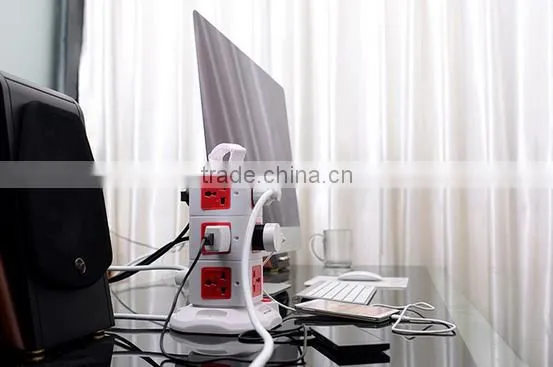 Tower Protected extension socket with Main Switch Indicator and Surge indicators, power converter, Electric Socket