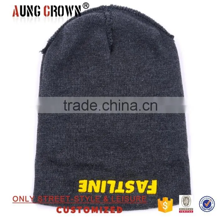 Fashion Dark Gray Custom Acylic Beanie Hat Knitted Hat