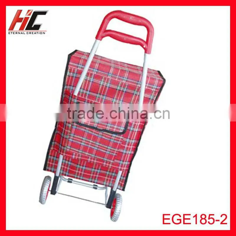 Functional plaid shopping trolley bags with 2 wheels