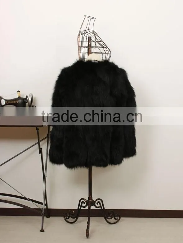 New fashion black high quality sex fox fur coat woman