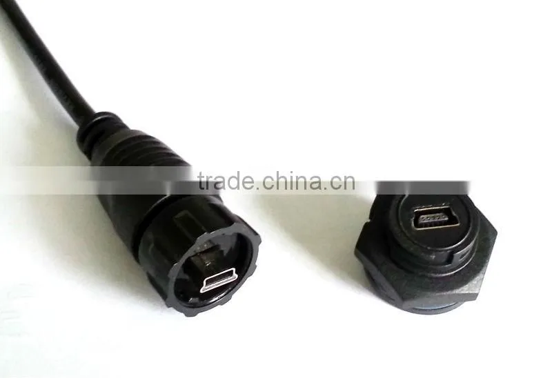 Mini USB connector with cable, USB waterproof connector male plug, Chogori